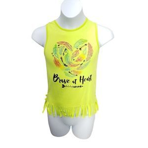 Zone Pro XS 4/5‎ Lime green fringe athletic Brave at heart tank top